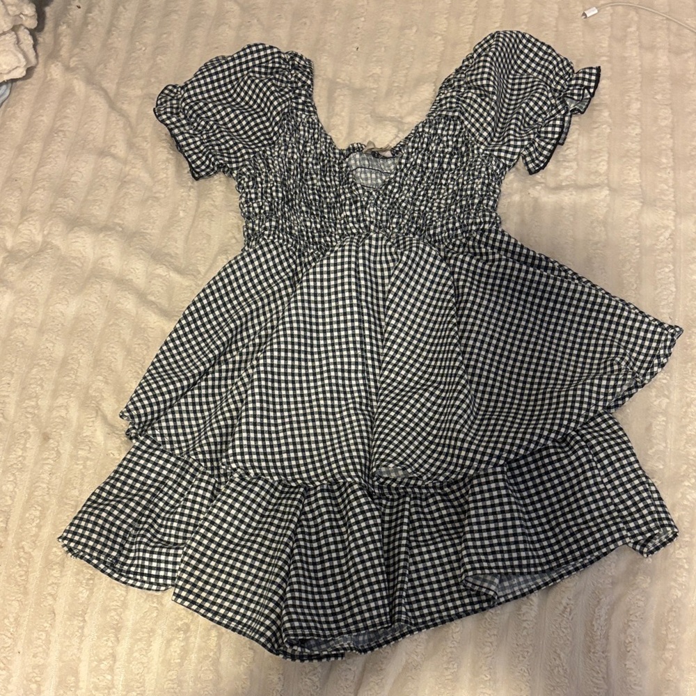 Black and White Gingham Romper